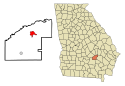 Jeff Davis County Georgia Incorporated and Unincorporated areas Hazlehurst Highlighted